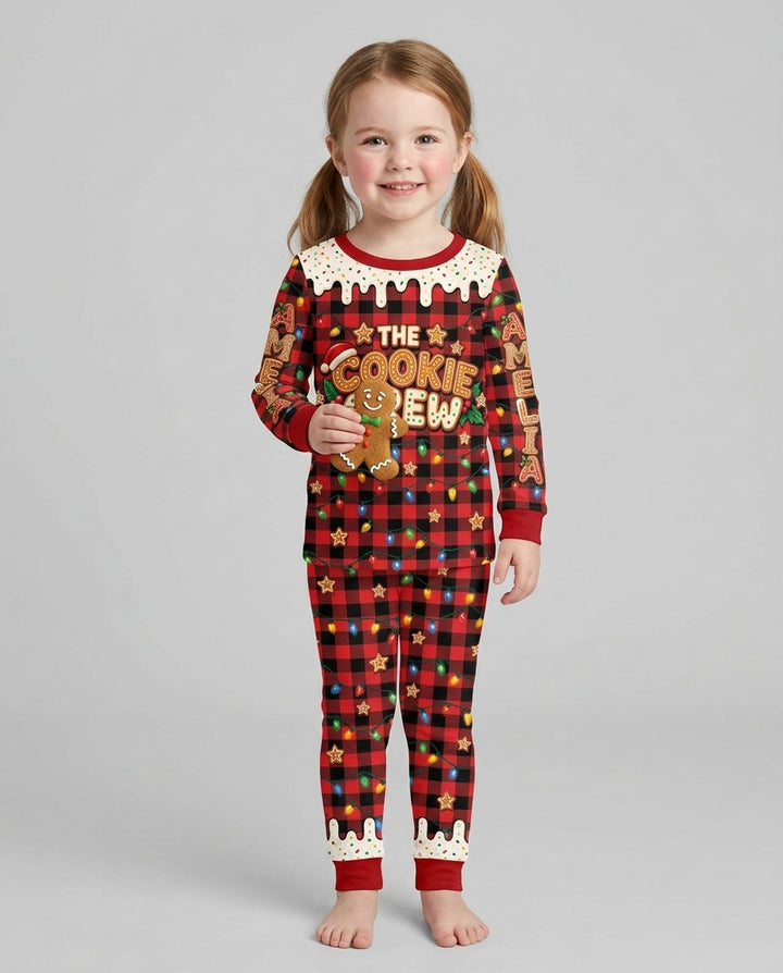 The Cookie Crew Custom Gingerbread Letter Bamboo Two Piece Long Sleeve Pajama Set
