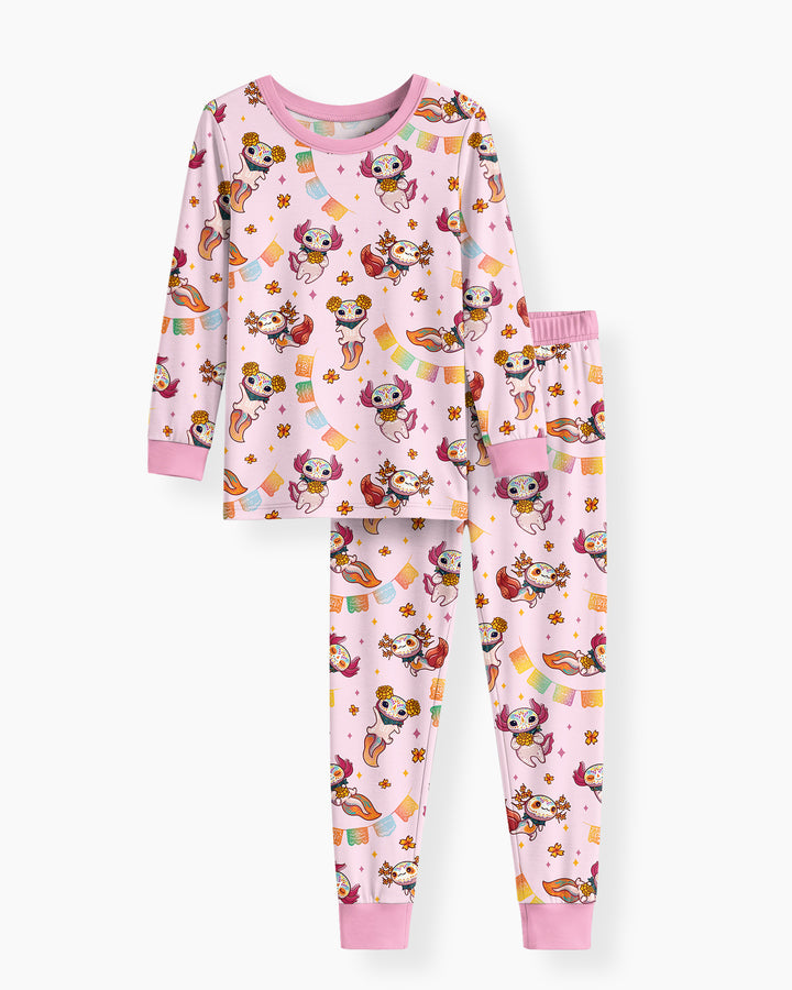Axololt Día de los Muertos Bamboo Two Piece Long Sleeve Pajama Set
