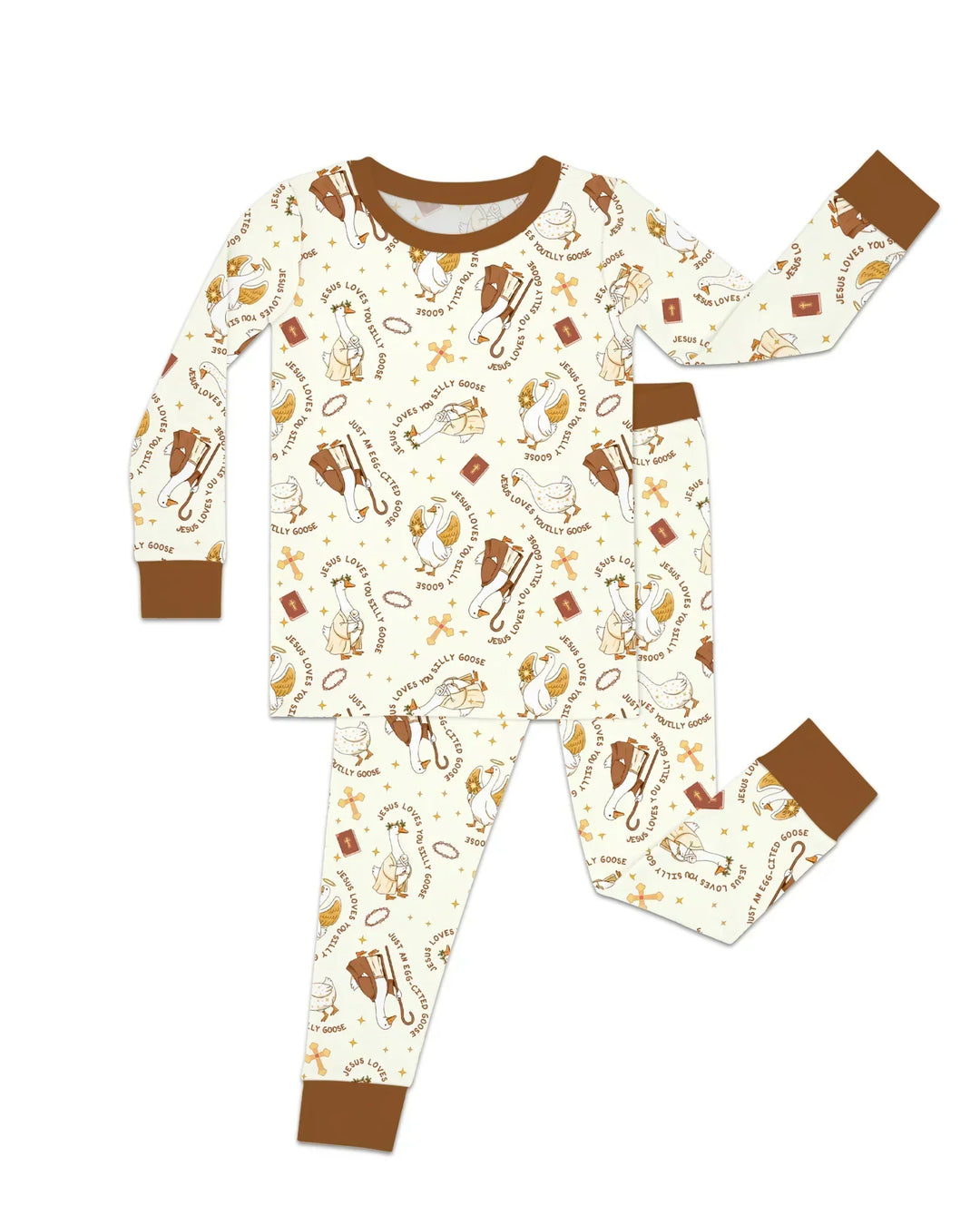 Jesus Loves You Silly Goose Bamboo Two Piece Long Sleeve Pajama Set