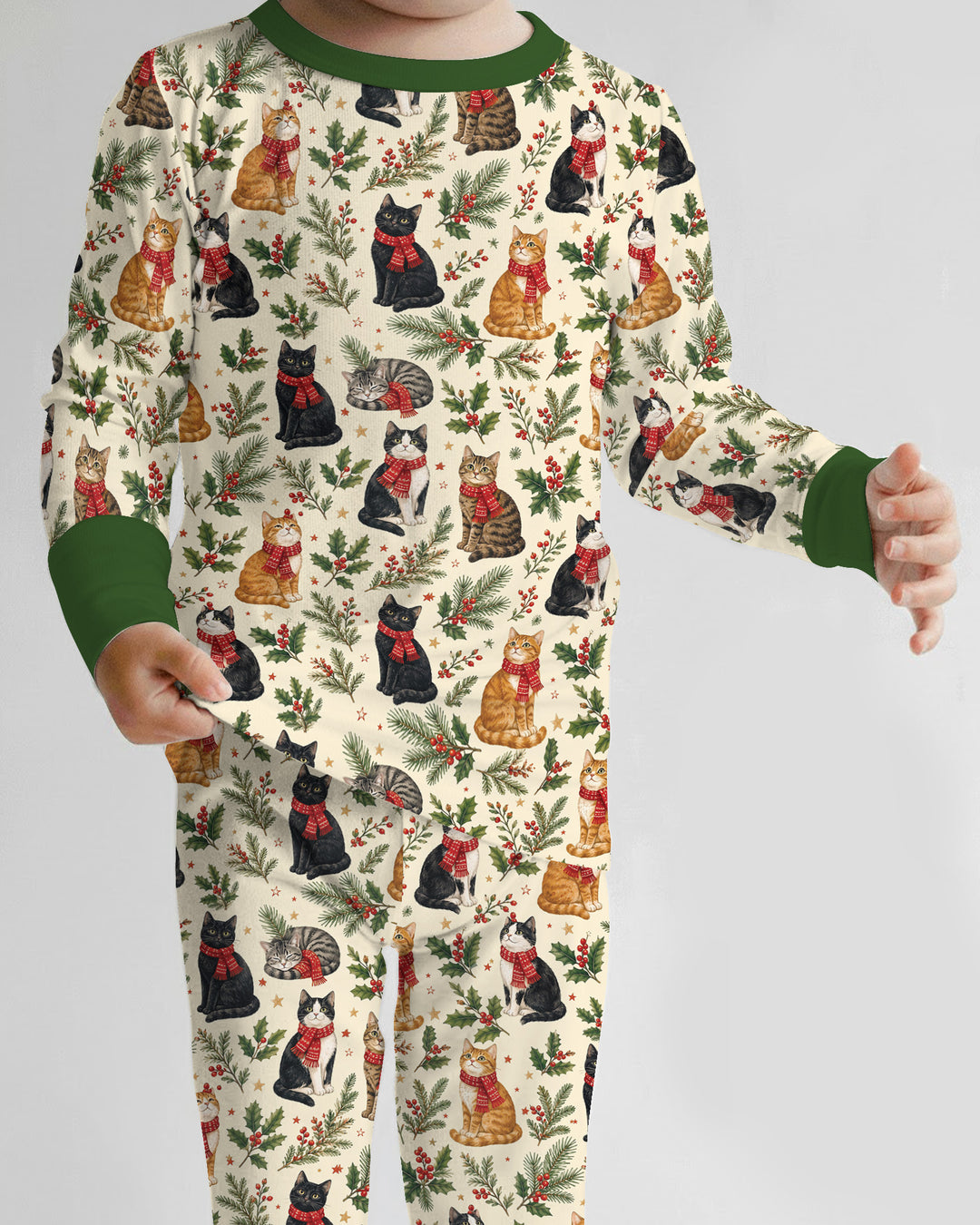 Christmas Cat Carolers Bamboo Two Piece Long Sleeve Pajama Set