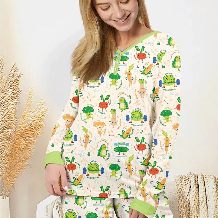 Exercise Veggie Bamboo Women Pajama Set