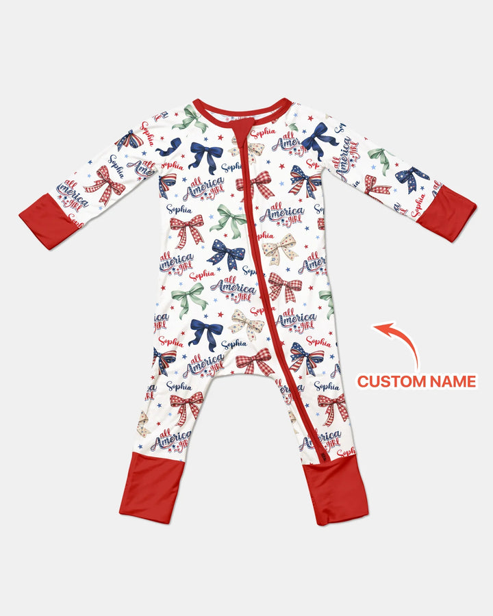 Custom Name All American Girl Bamboo Convertible Zippy