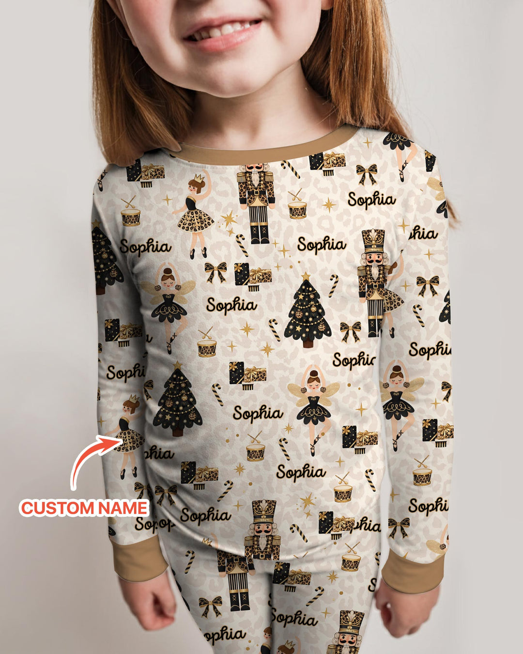 Custom Name Leopard Nutcracker Era Bamboo Two Piece Long Sleeve Pajama Set