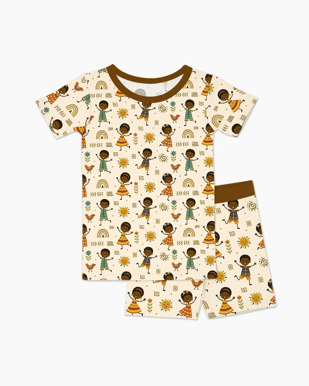 Cute African Heritage Bamboo Two Piece Short Sleeve Shorts Pajama Set
