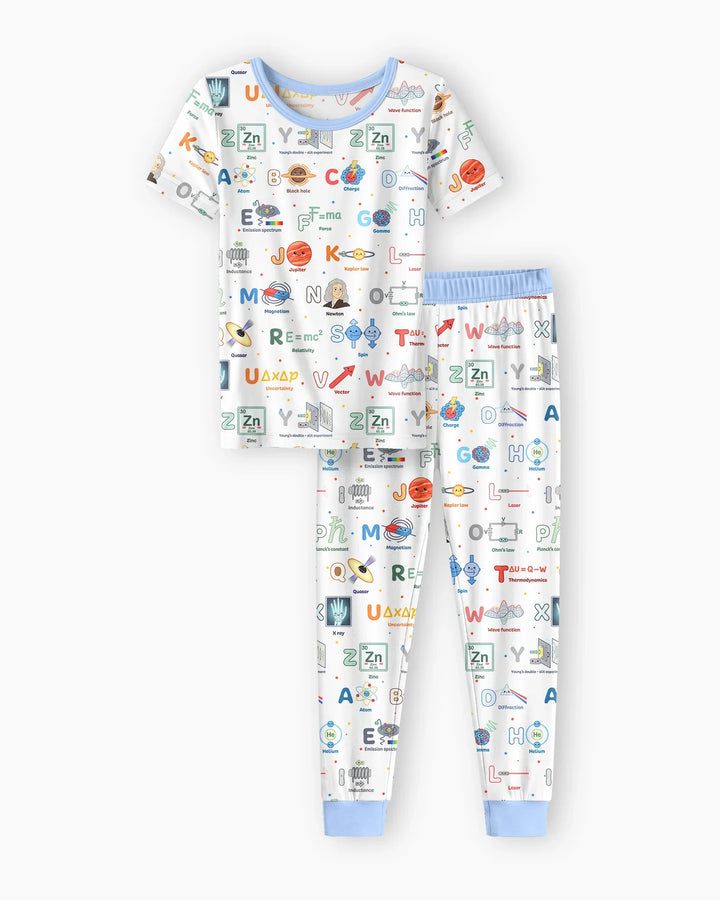 The Physics Alphabet Bamboo Two Piece Short Sleeve Pajama Set