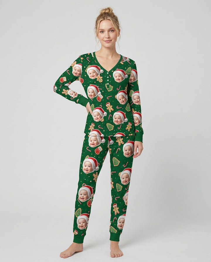 Custom Photo Funny Family Bamboo Women Pajama Set