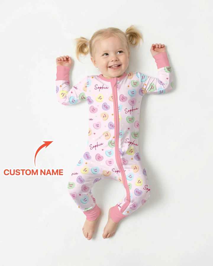 Custom Name Colorful Candy Hearts Family Matching Bamboo Convertible Zippy