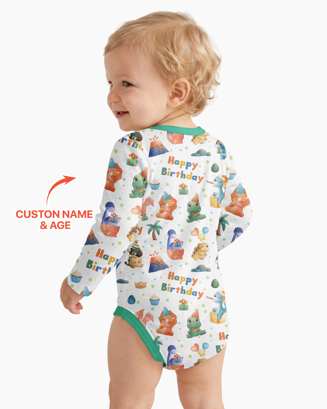 Custom Name When I Wake Up Birthday Dino Bamboo Bodysuit