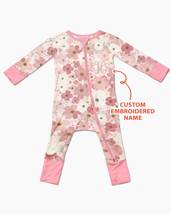 Custom Embroidered Name Floral Bamboo Convertible Zippy