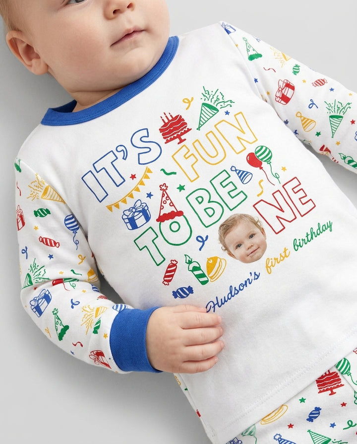 Custom Photo It's Fun To Be One Bamboo Two Piece Long Sleeve Pajama Set
