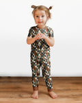 Retro Gothic Halloween Patchwork Bamboo Two Piece Short Sleeve Pajama Set