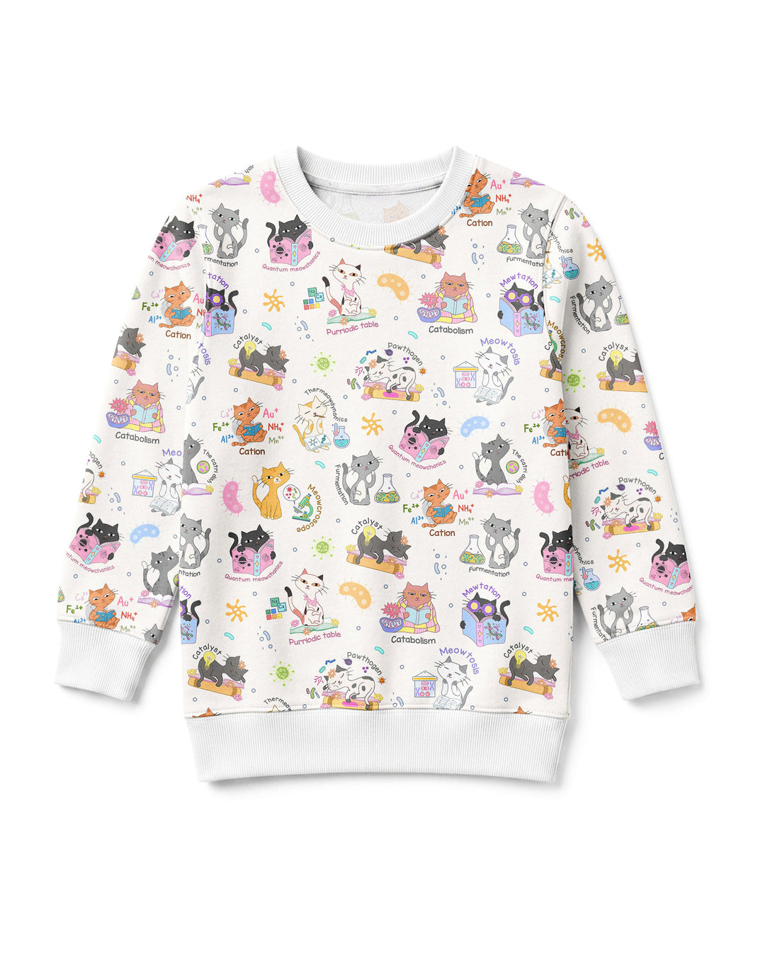 Funny Cat Love Scientist Bamboo Crewneck Sweatshirt