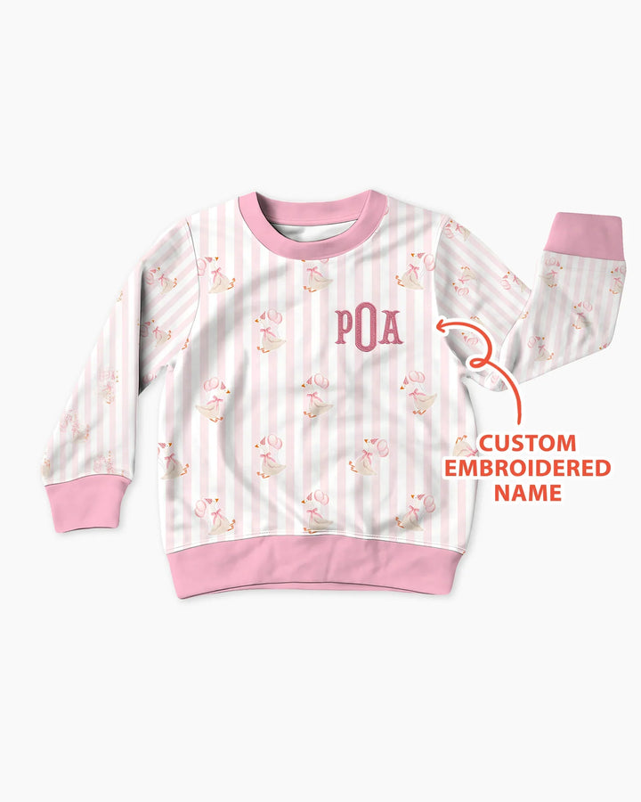 Custom Name Embroidered Birthday Girl  Bamboo Crewneck Sweatshirt