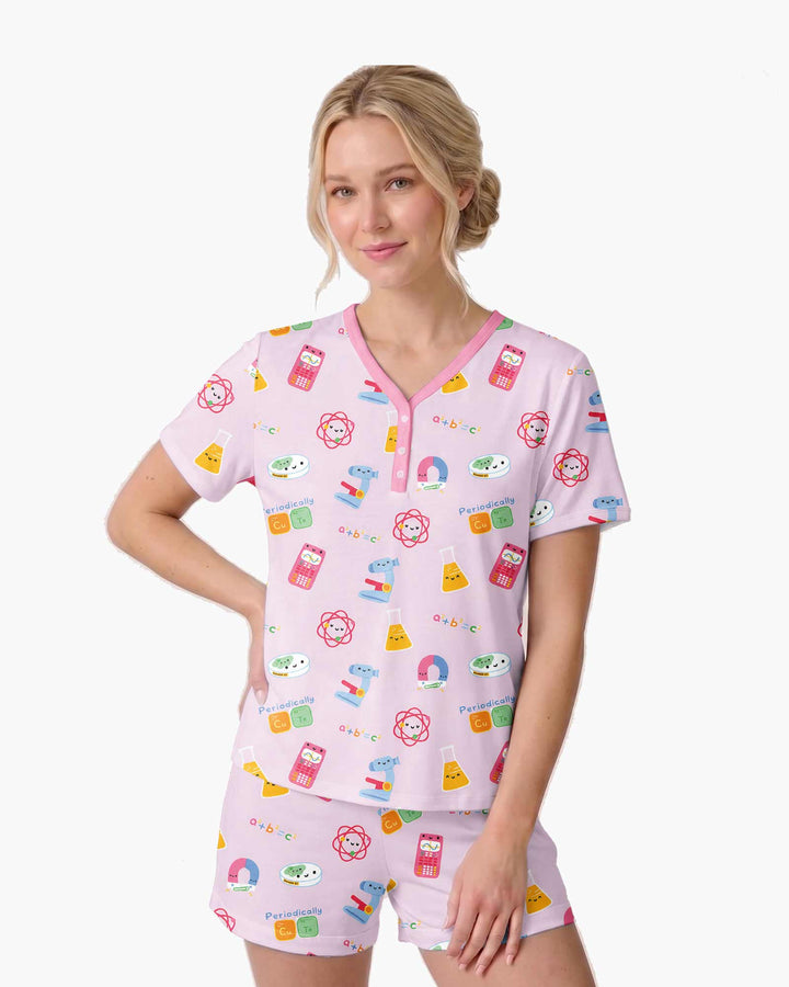 Scientist Lover Family Matching Bamboo Women Short Sleeve Short Pajama Set
