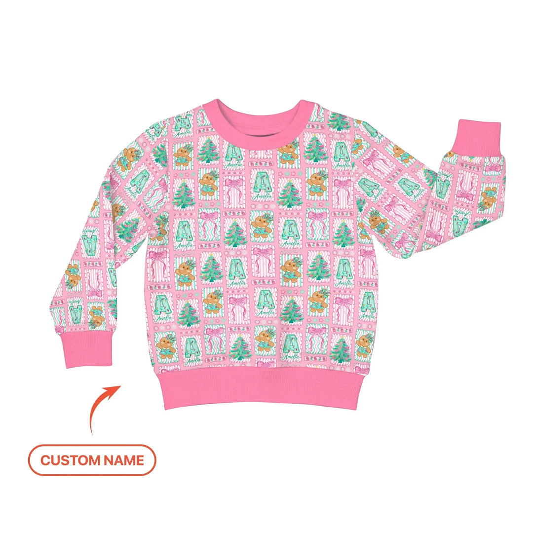 Custom Name "Merry Pink Christmas" Bamboo Crewneck Sweatshirt
