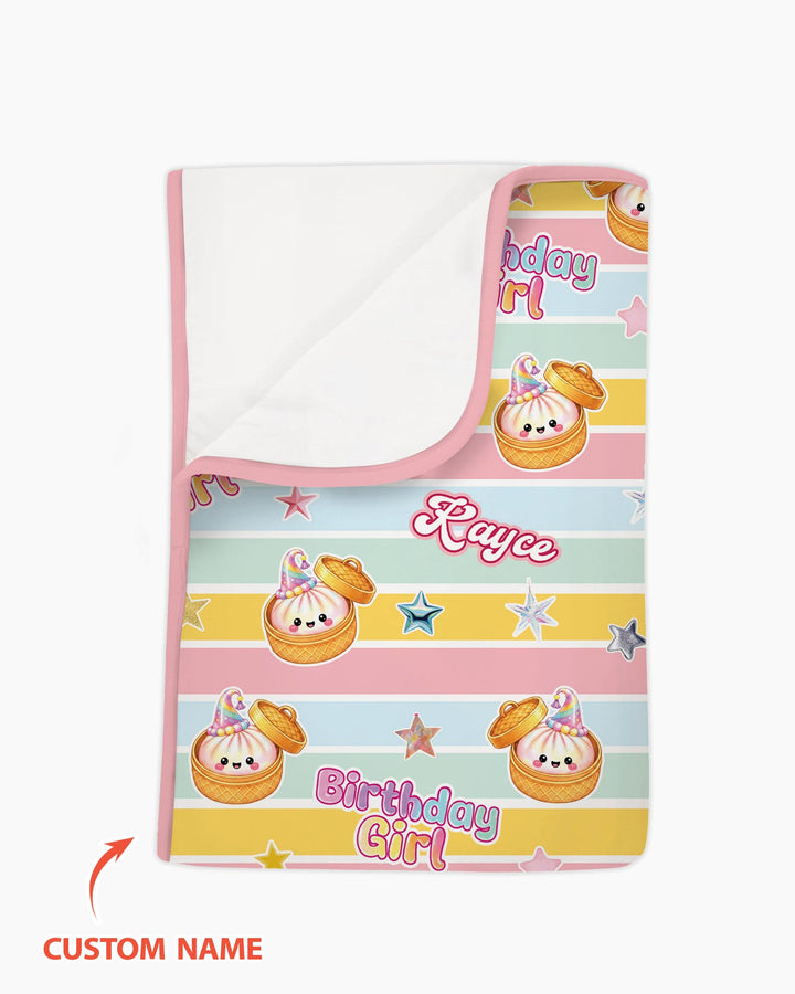 Custom Dumpling Birthday Girl Bamboo Blanket