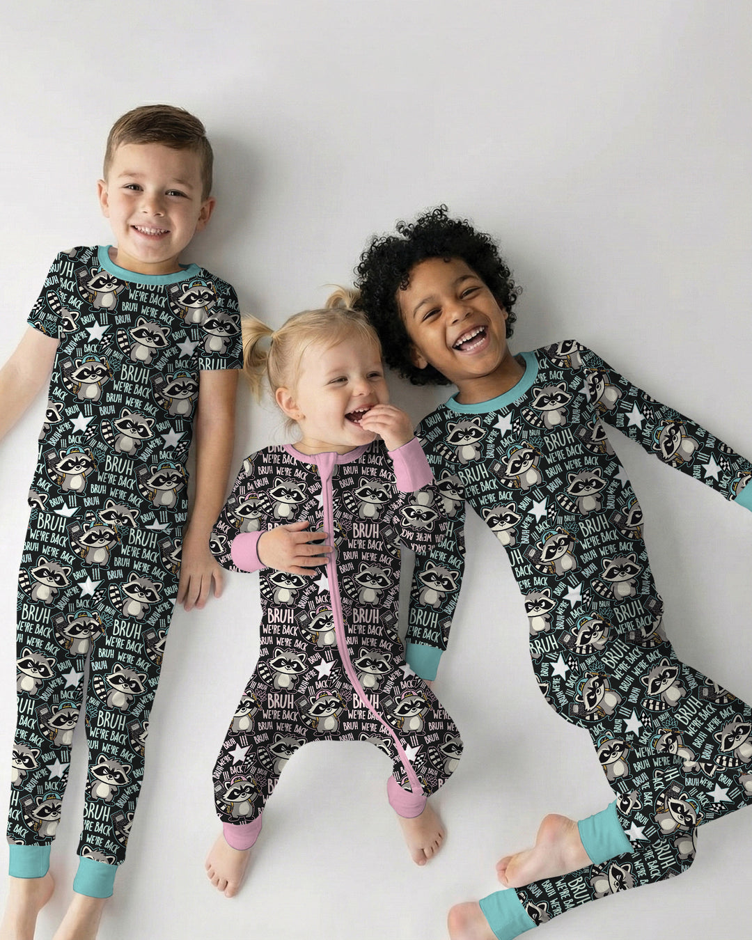 Bruh We're Back Raccoon Bamboo Two Piece Short Sleeve Pajama Set