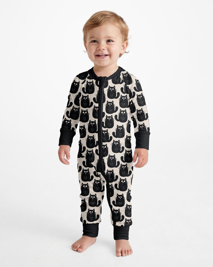 Moody Black Cats in Black and White Bamboo Convertible Zippy