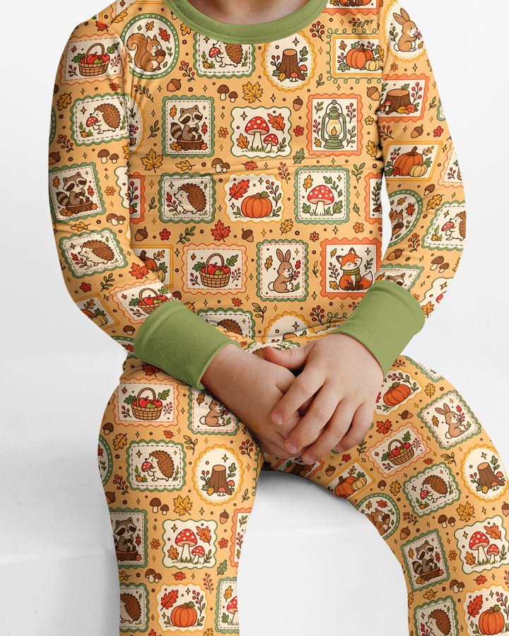 Woodland Animal Fall Bamboo Two Piece Long Sleeve Pajama Set