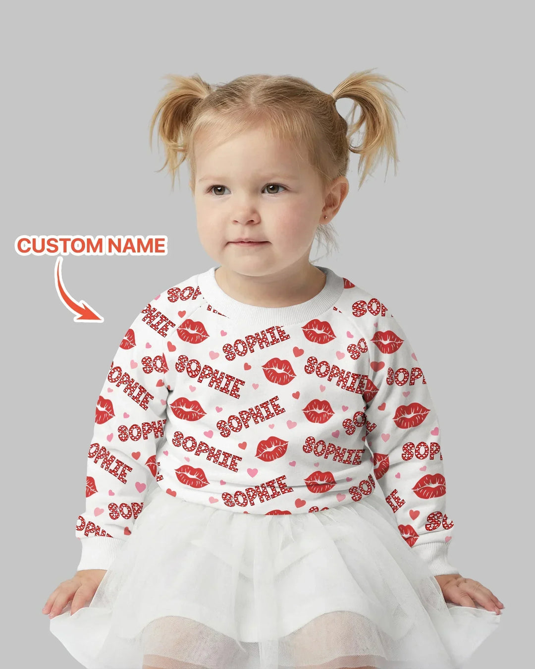 Custom Name Valentine Kiss Bamboo Crewneck Sweatshirt