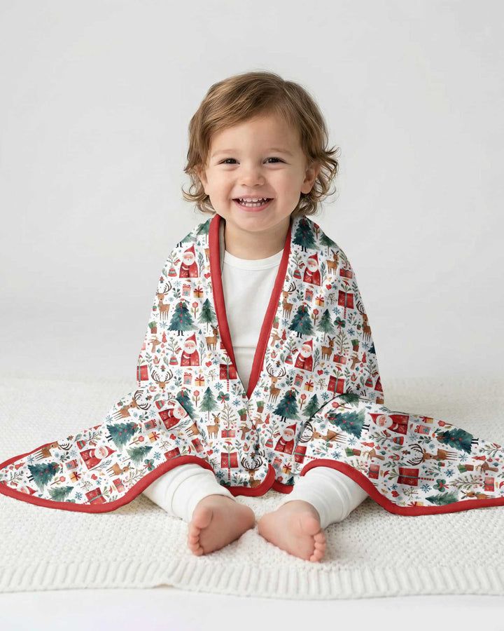 Christmas Tree Santa Bamboo Blanket