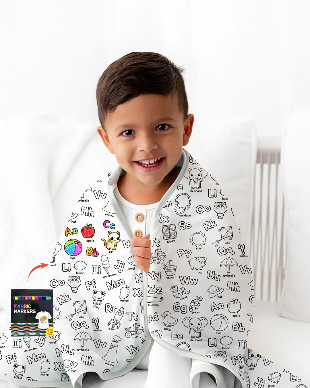 All Colorable Alphabet Bamboo Blanket