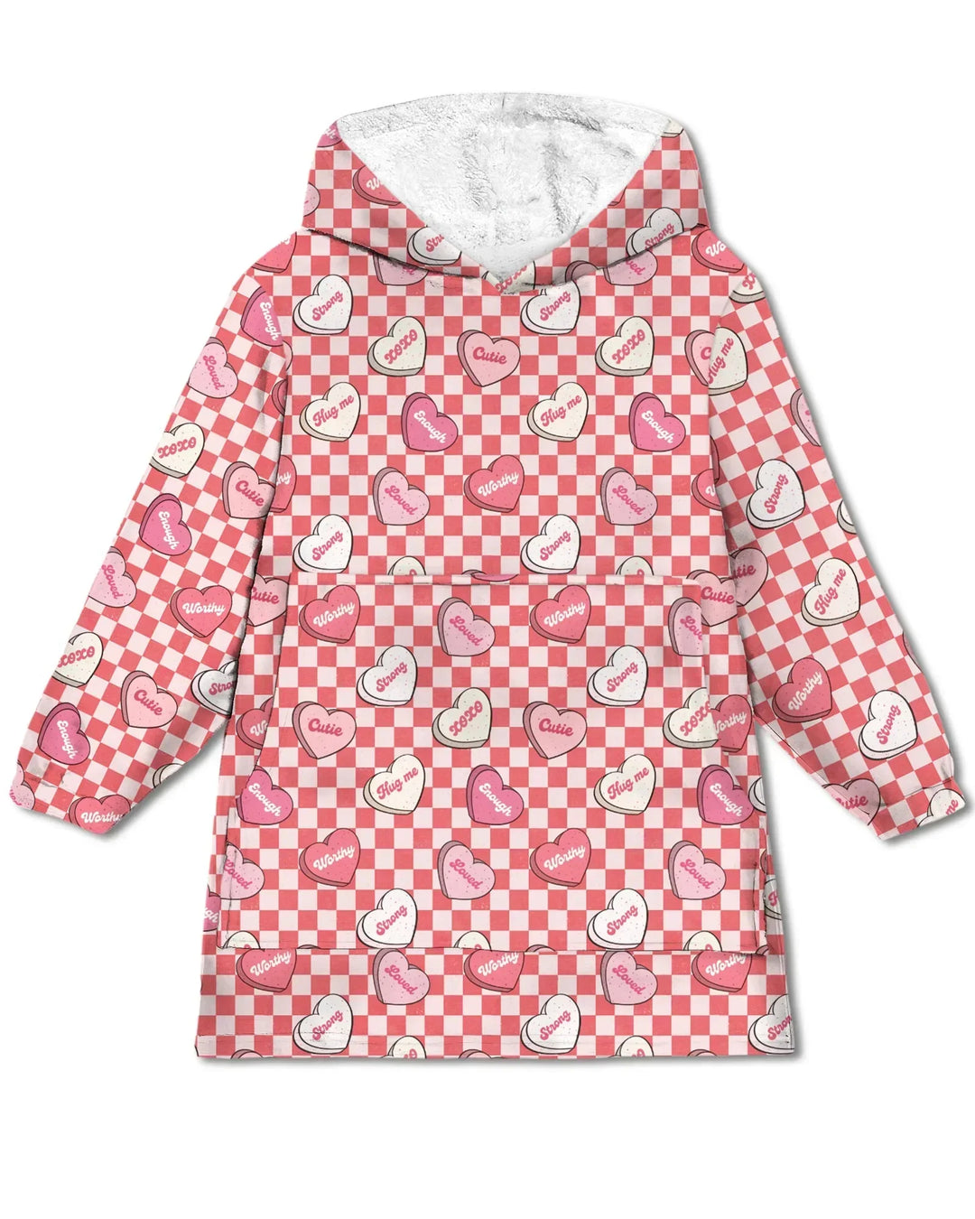 Valentine in Hearts Wearable Bamboo Blanket Hoodie