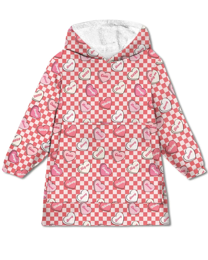 Valentine in Hearts Wearable Bamboo Blanket Hoodie