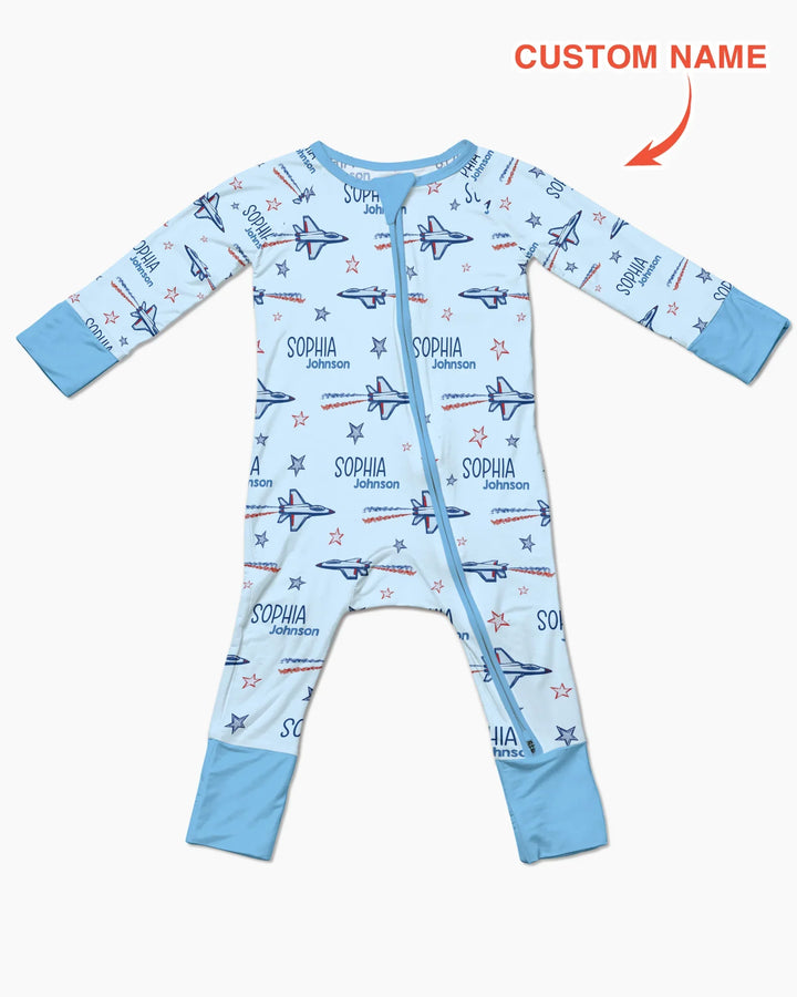Patriotic American Flag Jet Fighter Bamboo Convertible Zippy