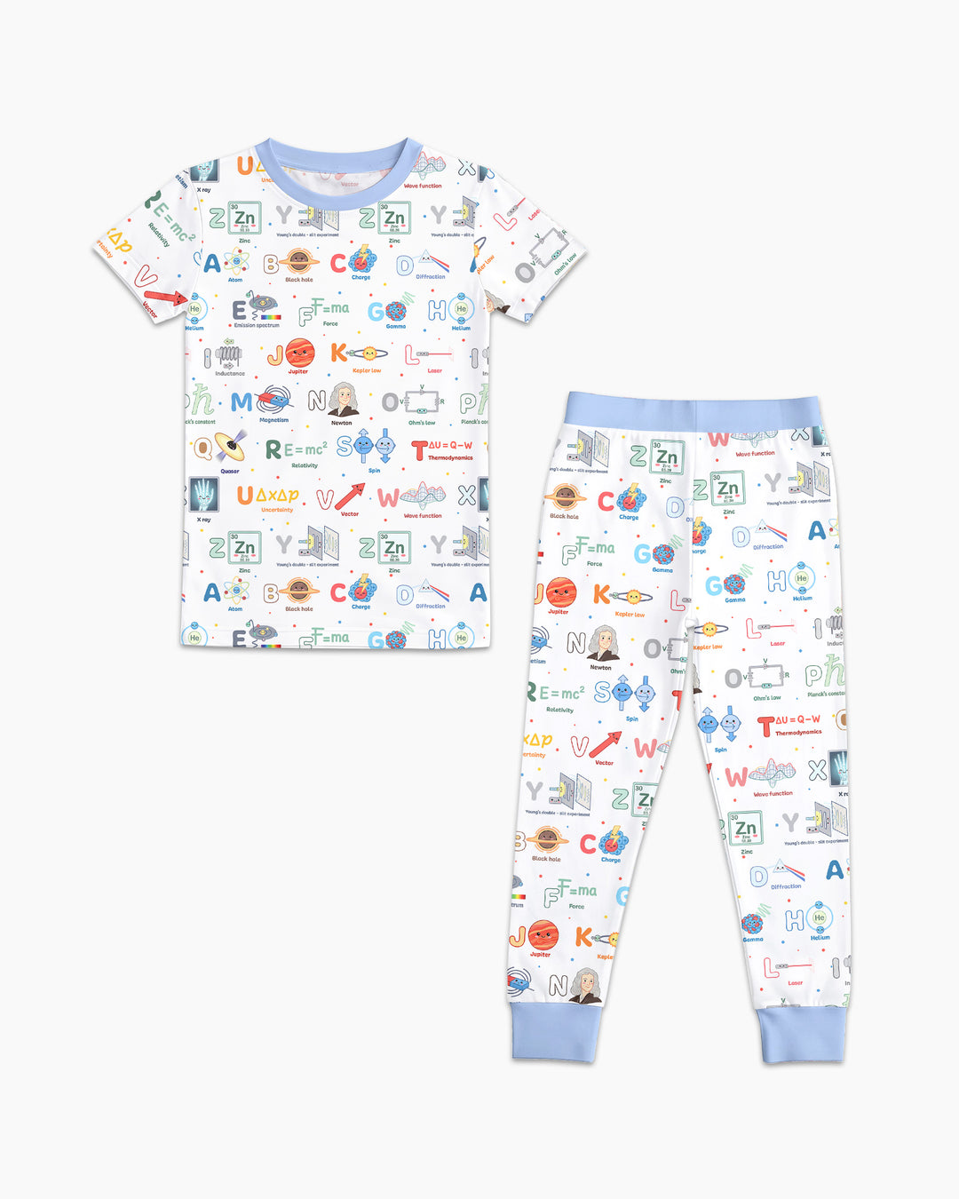 The Physics Alphabet Bamboo Two Piece Short Sleeve Pajama Set