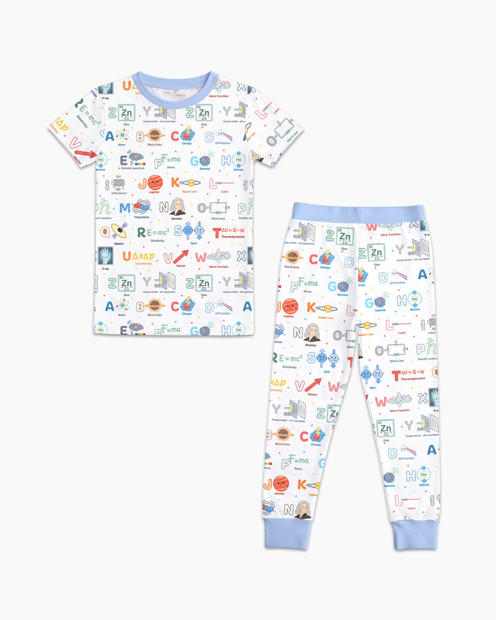The Physics Alphabet Bamboo Two Piece Short Sleeve Pajama Set