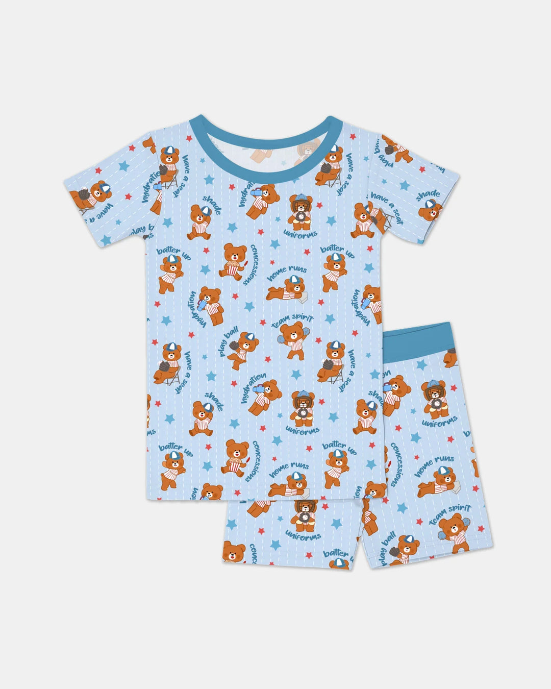Born To Play Baseball Bamboo Two Piece Short Sleeve Shorts Pajama Set