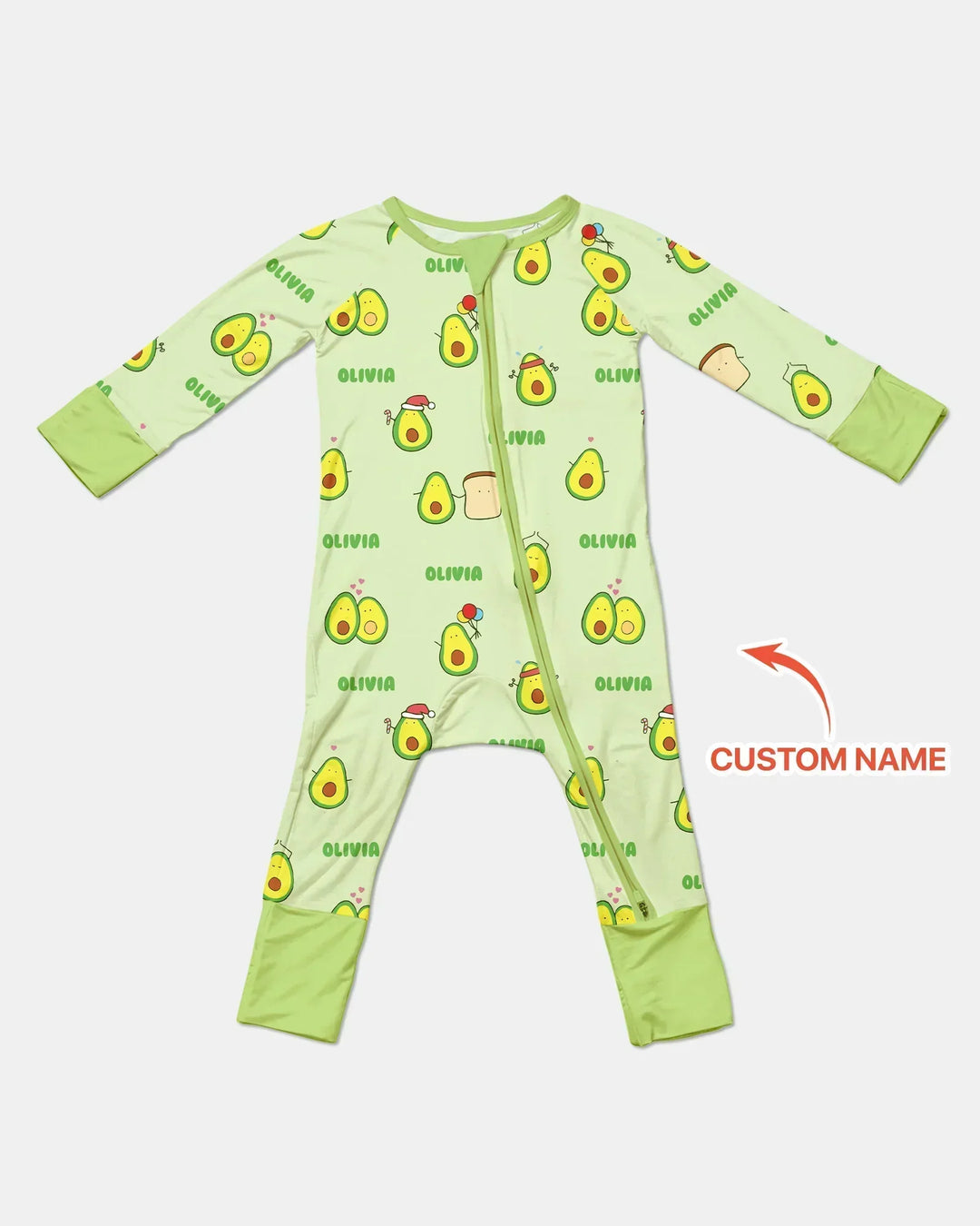 Custom Name Cute Avocado Bamboo Convertible Zippy