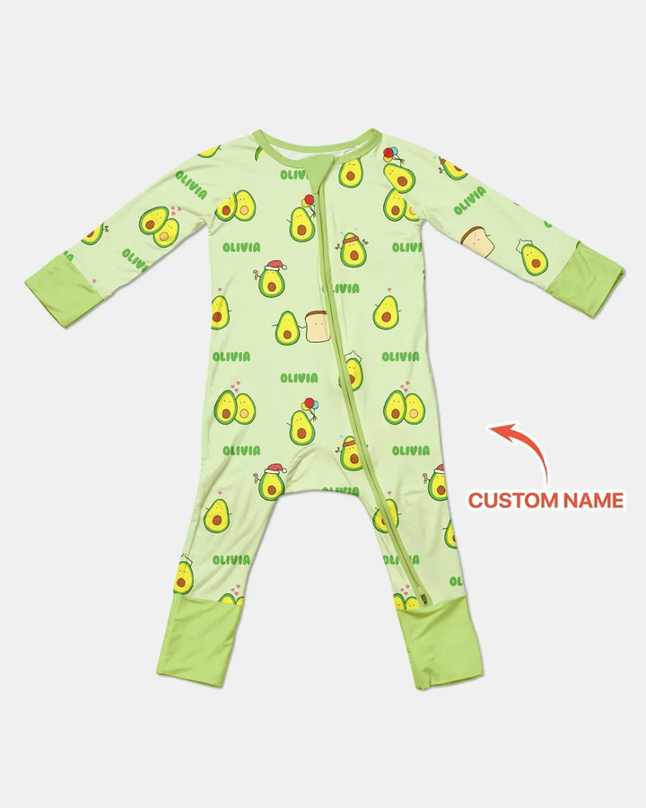 Custom Name Cute Avocado Bamboo Convertible Zippy