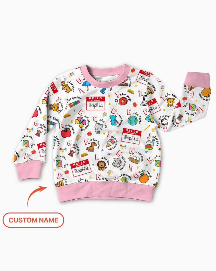 Custom Name Hello School ABCs Bamboo Crewneck Sweatshirt
