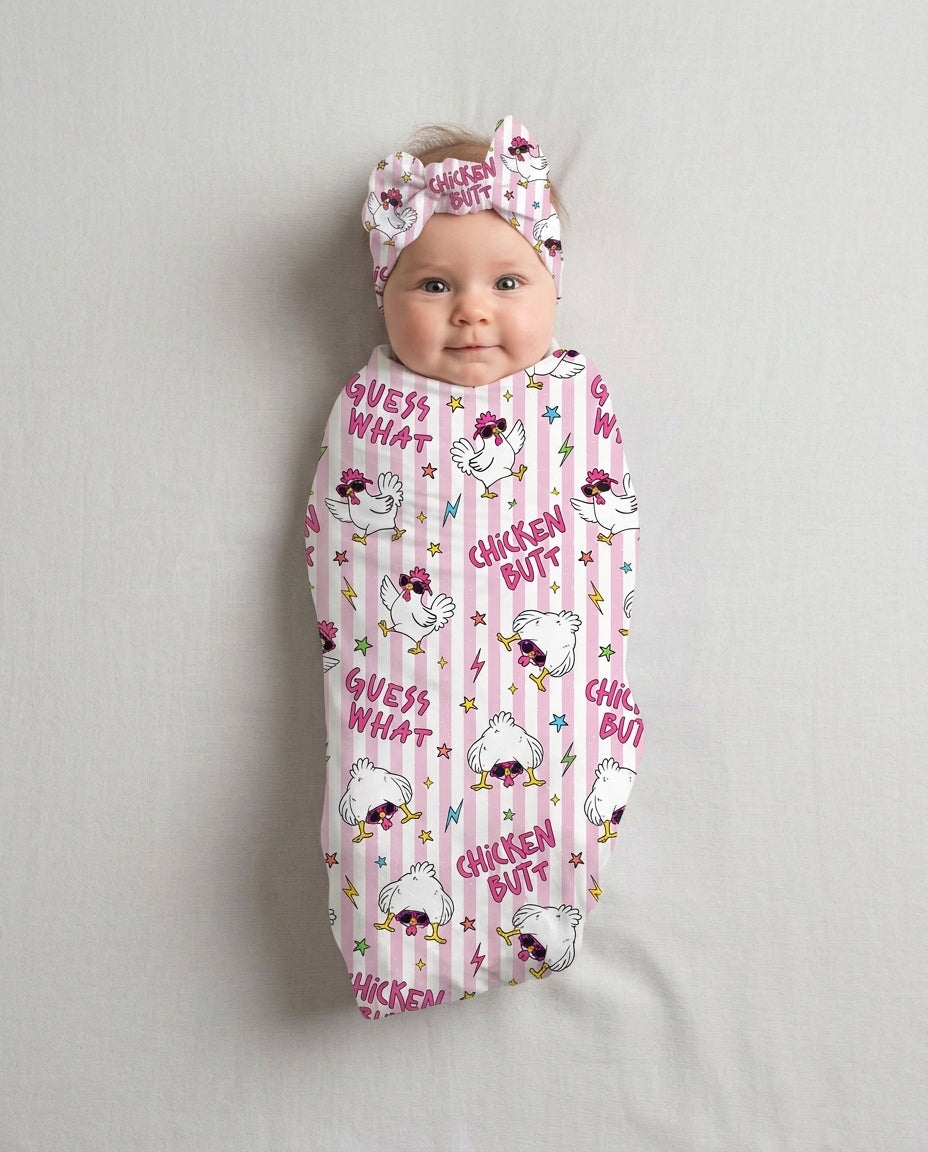 Guess What? Chicken Butt! swaddle blanket