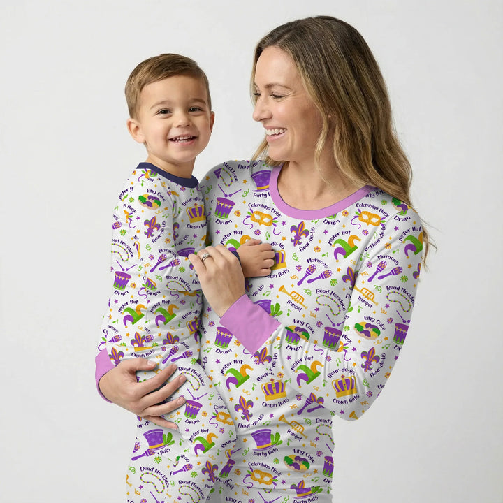 Mardi Gras Family Matching Custom Bamboo Women Pajama Set