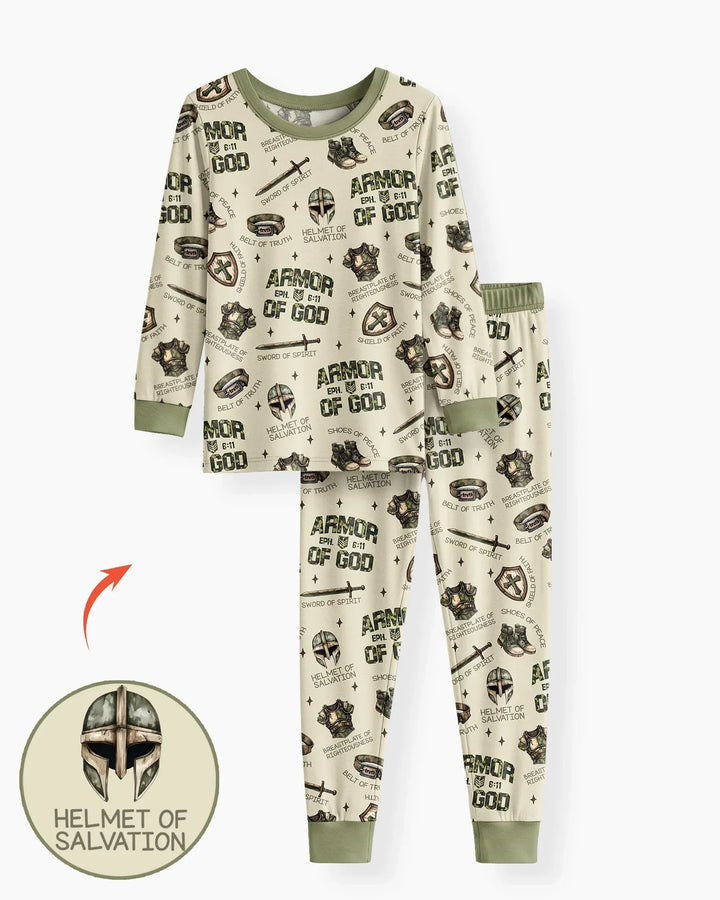 Camo Armor Of God Bamboo Two Piece Long Sleeve Pajama Set