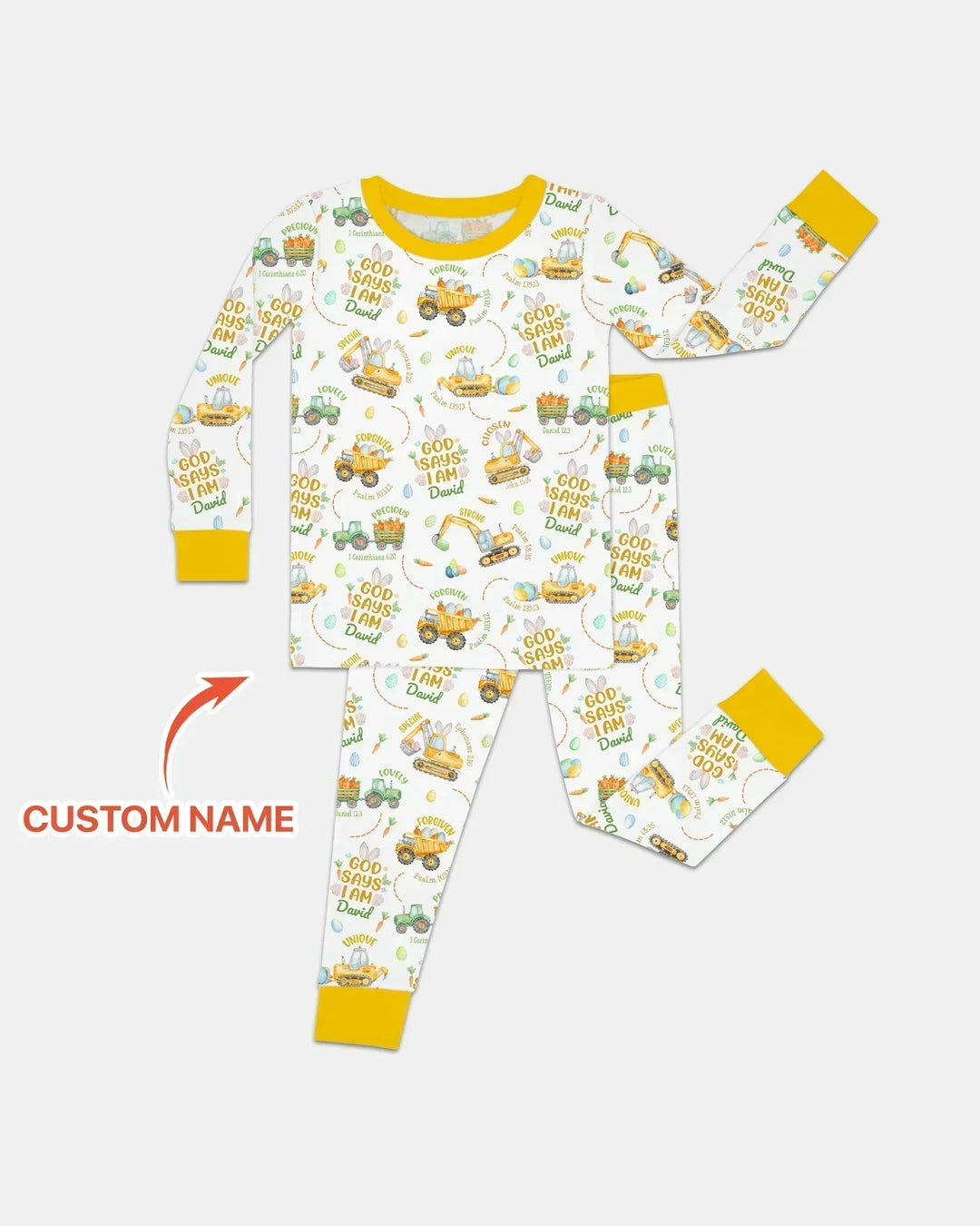 Happy Easter God Says I Am Custom Name Bamboo Two Piece Long Sleeve Pajama Set