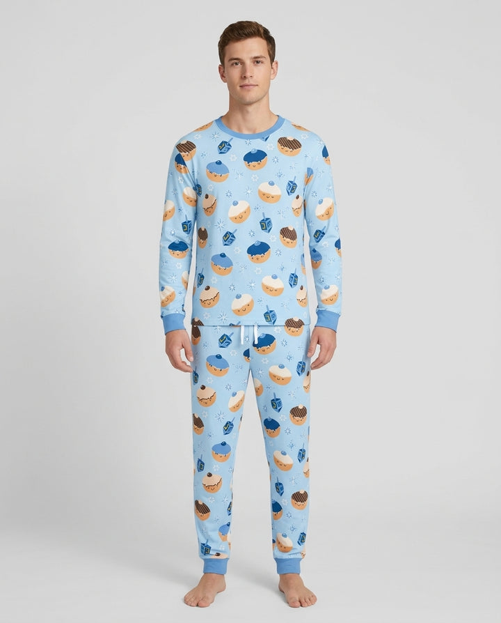 Hanukkah Donut Family Matching Bamboo Men's Pajama Set