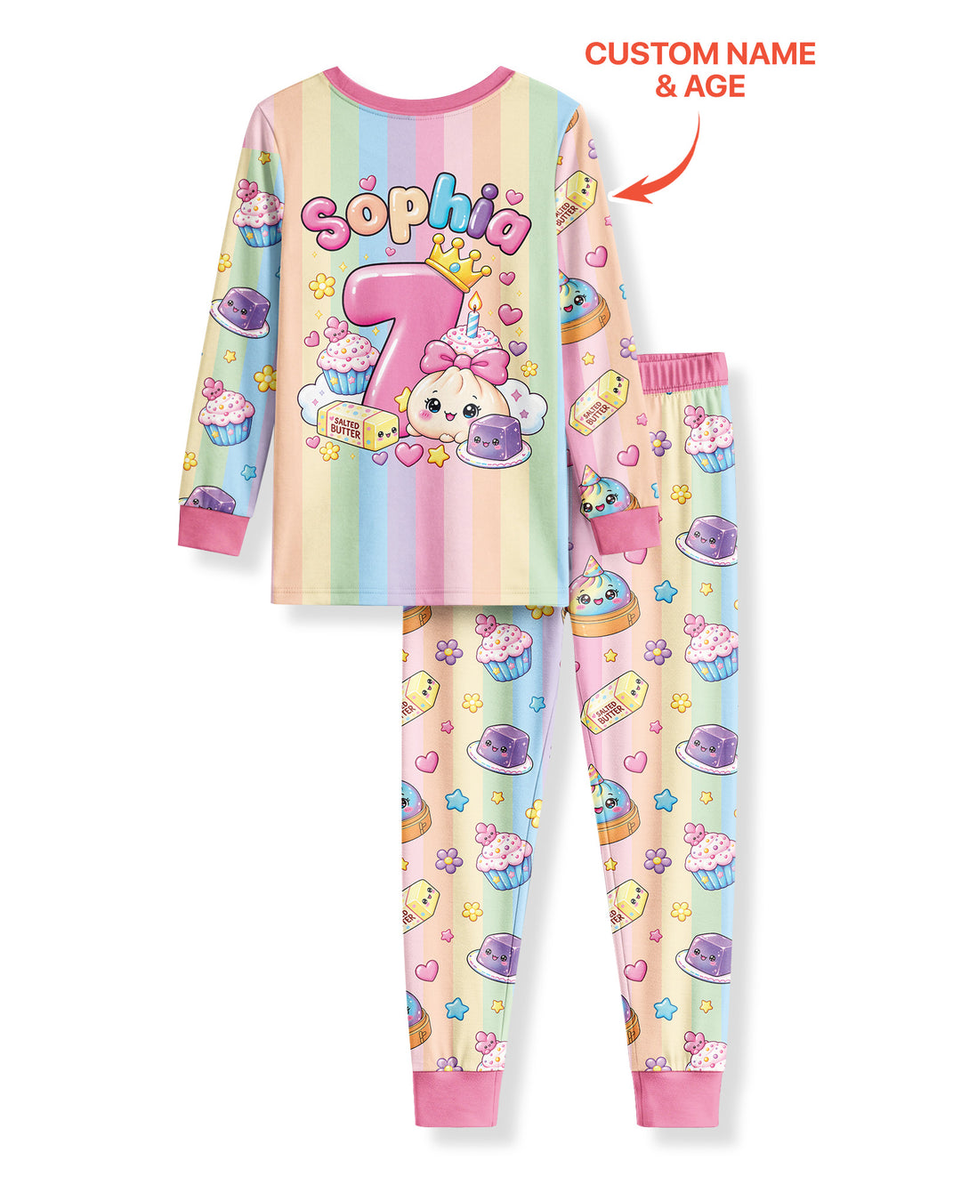 Personalized Squishy Party Birthday Girl Bamboo Two Piece Long Sleeve Pajama Set
