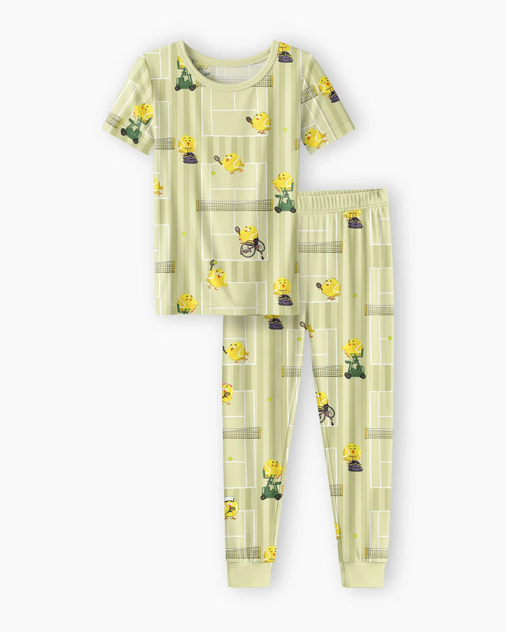 Tennis Bamboo Two Piece Short Sleeve Pajama Set