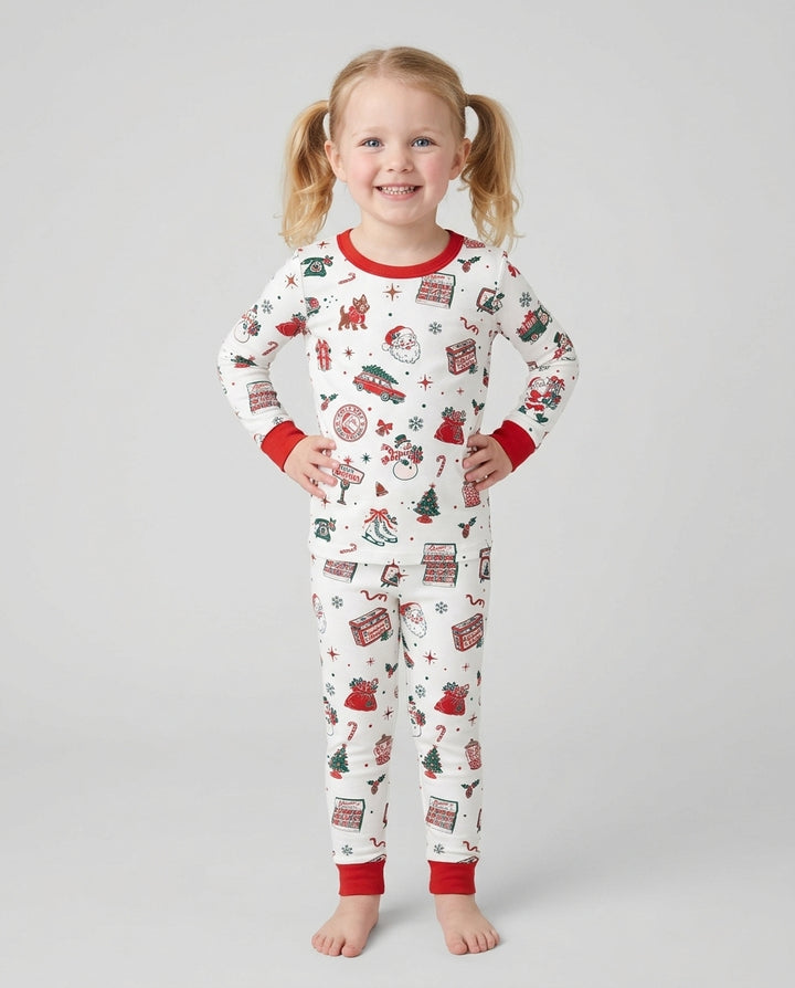 North Pole Retro Bamboo Two Piece Long Sleeve Pajama Set