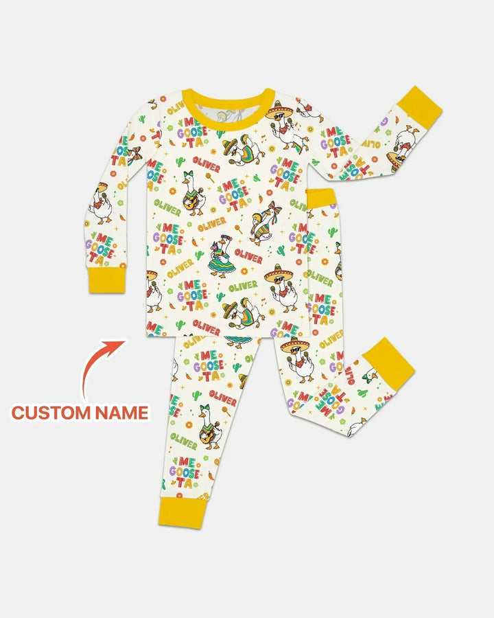 Custom name Me Goose-ta Bamboo Two Piece Long Sleeve Pajama Set