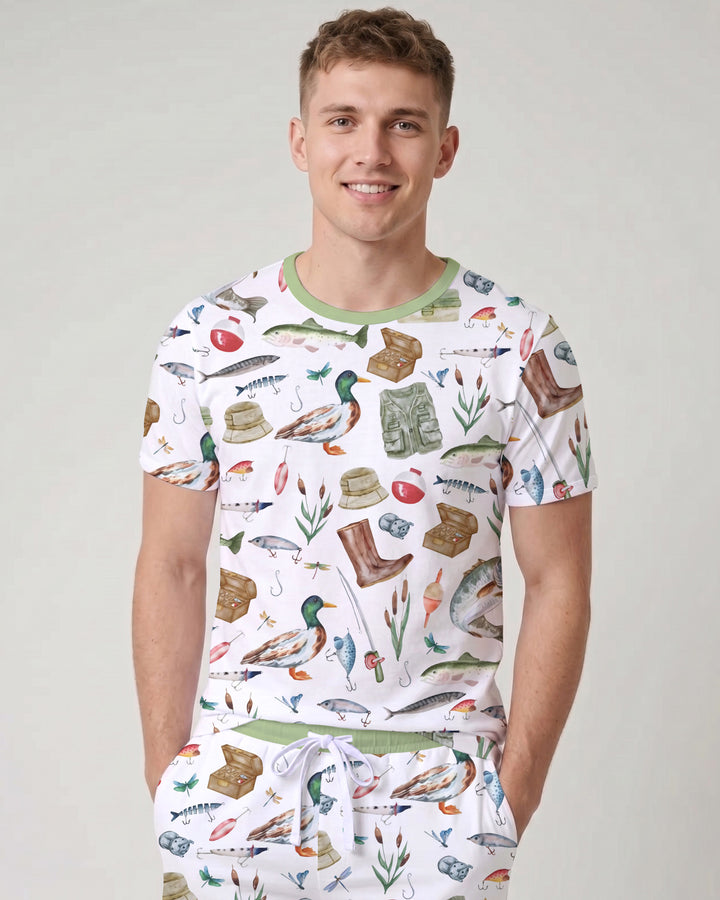 Daddy's Fishing Buddy Daddy& Me Matching Bamboo Men Short Sleeve Short Pajama Set
