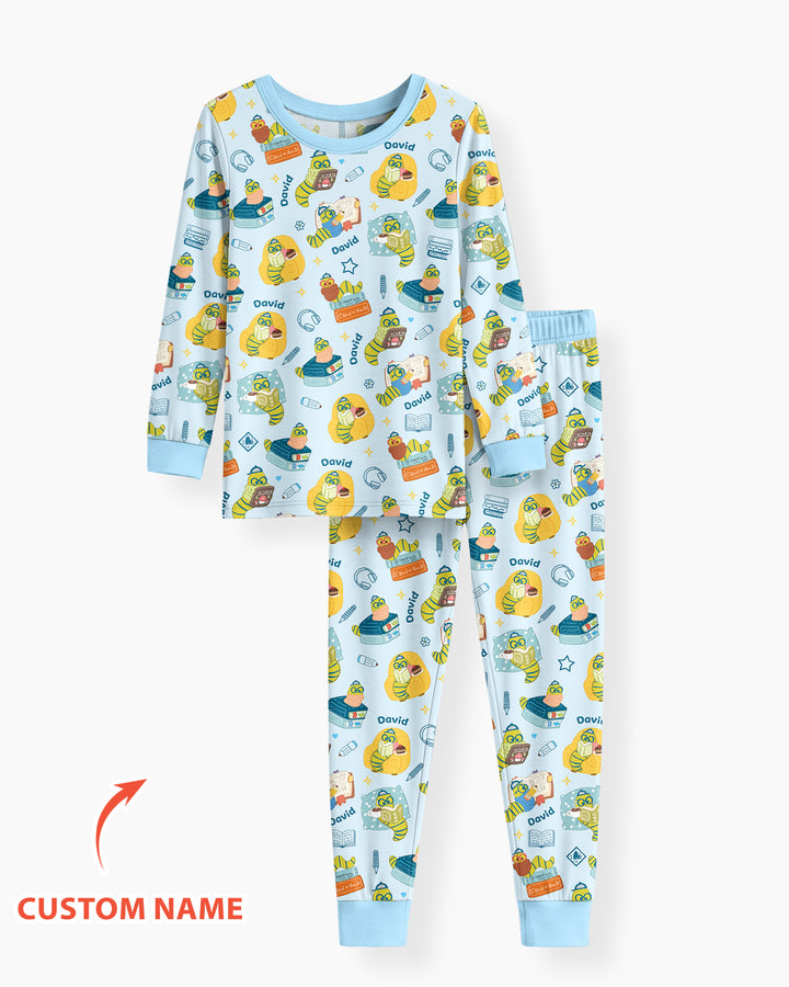 Little Book Worm Family Matching Bamboo Two Piece Long Sleeve Pajama Set