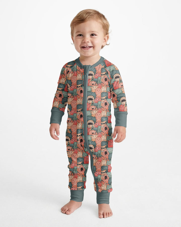 Cute Monster Crowd Bamboo Convertible Zippy