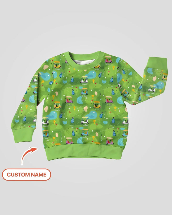 Custom Name Golf Season Family Matching Bamboo Crewneck Sweatshirt