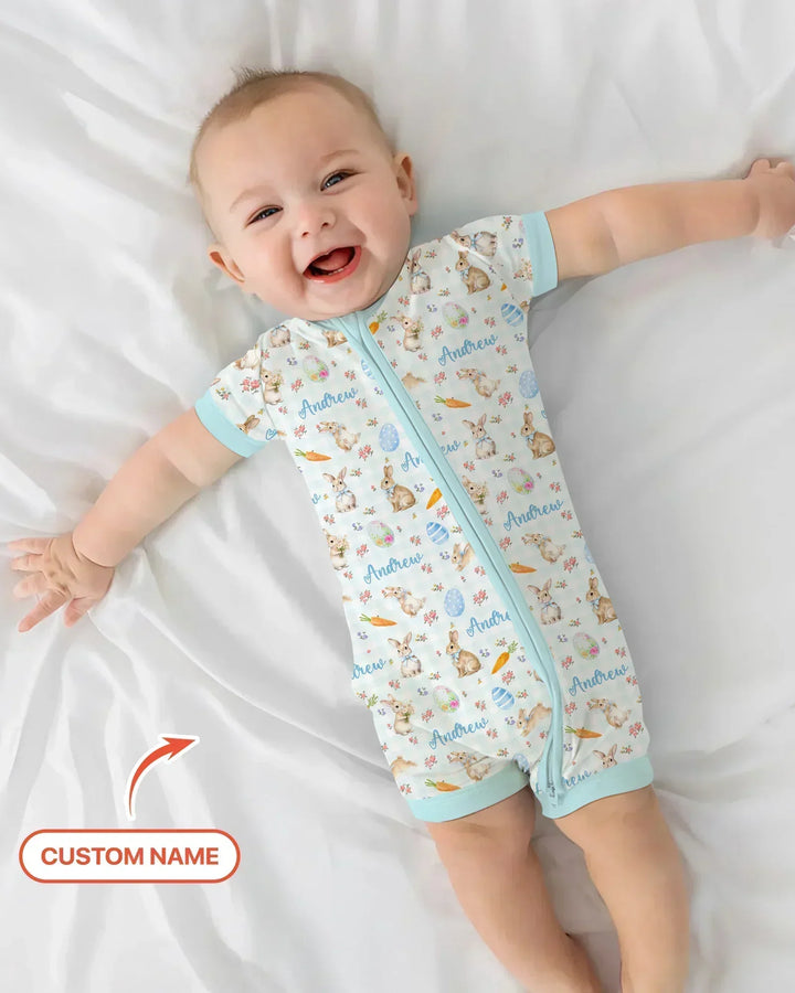 Custom Name Bunny Garden Bamboo Shorty Zippy
