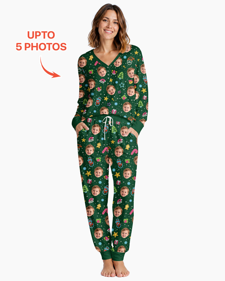 Christmas Faces Bamboo Women Pajama Set
